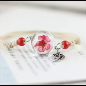 Glass Ball Dried Dandelion Bracelets Ceramic  Hand